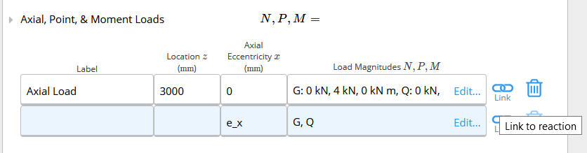 Beam calculator with link button